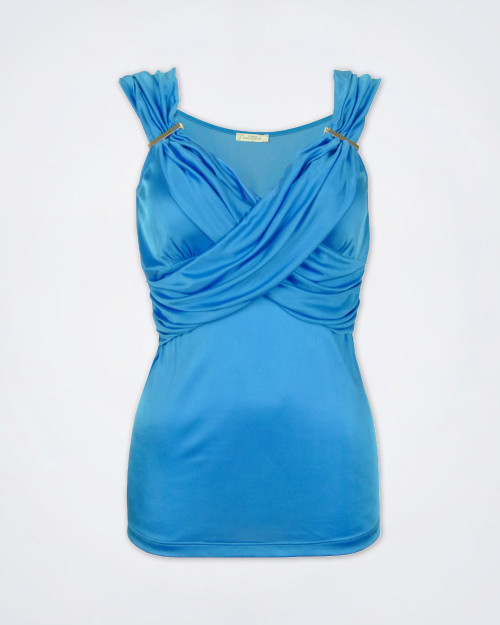 VERSACE COLLECTION Sky Blue Crossover Top