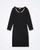 A black dress made from stretchy fabric, showcasing a form-fitting silhouette and elegant design.