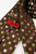 Back view of Moschino spotted silk tie showing brand label