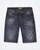 Men’s blue Versace Jeans jean-style shorts with straight-leg fit, button and zip closure, belt loops, made from comfortable stretch cotton fabric — casual and versatile style.