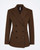 Imperial Women's Brown Double-Breasted Blazer; a slim-fit, Italian-made jacket featuring peak lapels, six-button closure, and front pockets in a rich chocolate brown.