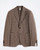 Marselo brown herringbone blazer laid flat on white background showing notched lapel, patch pockets, and single‑button closure.