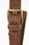 Le Camp women’s antique brown leather belt with aged brass buckle and distressed finish.