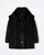 Front view of the Nenette eco‑friendly black parka showing the hood, front closure, and clean silhouette.