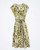 Front view of the women's Sandro Ferrone green floral midi dress on display against a plain background.