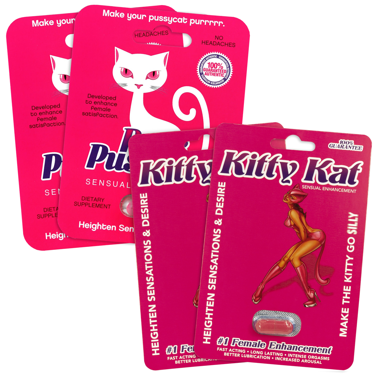 In Stock - 2 Kitty Kat Pills 2 Pink Pussycat Pills