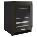 Kitchenaid® Centre de rafraîchissements avec porte en verre et porte-bouteilles à devant en métal et fini PrintShield™ - 24 po KUBL314KBS