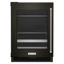 Kitchenaid® Centre de rafraîchissements avec porte en verre et porte-bouteilles à devant en métal et fini PrintShield™ - 24 po KUBL314KBS