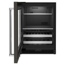 Kitchenaid® Centre de rafraîchissements avec porte en verre et porte-bouteilles à devant en métal et fini PrintShield™ - 24 po KUBL314KBS