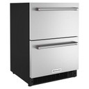 Kitchenaid® Réfrigérateur/congélateur sous le comptoir en acier inoxydable à double tiroir - 24 po KUDF204KSB