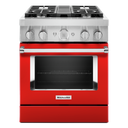 Cuisinière commerciale intelligente bicombustible avec 4 brûleurs - 30 po KitchenAid® KFDC500JPA