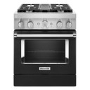 Kitchenaid® Cuisinière commerciale intelligente bicombustible avec 4 brûleurs - 30 po KFDC500JBK