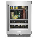Kitchenaid® Centre de rafraîchissements avec porte en verre et porte-bouteilles à devant en métal - 24 po KUBR314KSS