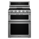 Cuisinière bi-combustible à four double à convection avec 5 brûleurs - 30 po KitchenAid® KFDD500ESS