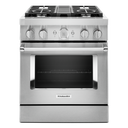 Cuisinière commerciale intelligente bicombustible avec 4 brûleurs - 30 po KitchenAid® KFDC500JSS