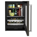 Kitchenaid® Centre de rafraîchissements avec porte en verre et porte-bouteilles à devant en métal - 24 po KUBR314KBS
