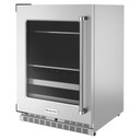 Kitchenaid® Centre de rafraîchissements avec porte en verre et porte-bouteilles à devant en métal - 24 po KUBL314KSS