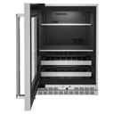 Kitchenaid® Centre de rafraîchissements avec porte en verre et porte-bouteilles à devant en métal - 24 po KUBL314KSS