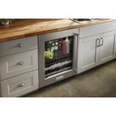 Kitchenaid® Centre de rafraîchissements avec porte en verre et porte-bouteilles à devant en métal - 24 po KUBL314KSS