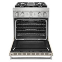 Kitchenaid® Cuisinière commerciale intelligente bicombustible avec 4 brûleurs - 30 po KFDC500JMH
