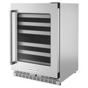 Kitchenaid® Cellier sous le comptoir avec porte en verre et porte-bouteilles à devant en métal - 24 po KUWR314KSS