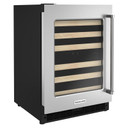 Kitchenaid® Cellier sous le comptoir avec porte en verre et porte-bouteilles à devant en bois - 24 po KUWL214KSB