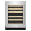Kitchenaid® Cellier sous le comptoir avec porte en verre et porte-bouteilles à devant en bois - 24 po KUWL214KSB