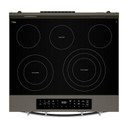 Whirlpool® Cuisinière électrique inteligente à commandes frontales de 30 pouces avec technologie de cuisson à air, revêtement WipeClean™, vapeur/auto-nettoyage, préchauffage à grande vitesse et capacité de 5.3 pi cu YWSES7530RV
