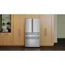 Kitchenaid® Réfrigérateur à portes françaises avec distributeur d’eau et de glaçons intérieur et tiroir réfrigéré pleine largeur FreshChill™ - 30 pi cu KRMF336SPS