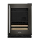Kitchenaid® Centre de rafraîchissements avec porte en verre et porte-bouteilles à devant en bois - 24 po KUBR524SBE