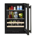 Kitchenaid® Centre de rafraîchissements avec porte en verre et porte-bouteilles à devant en bois - 24 po KUBR524SBE