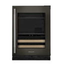 Kitchenaid® Centre de rafraîchissements avec porte en verre et porte-bouteilles à devant en bois - 24 po KUBR524SBE