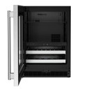 Kitchenaid® Centre de rafraîchissements avec porte en verre et porte-bouteilles à devant en métal - 24 po KUBL524SSB