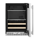 Kitchenaid® Centre de rafraîchissements avec porte en verre et porte-bouteilles à devant en bois - 24 po KUBR524SPS