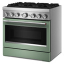 Kitchenaid® Cuisinière bicombustible de style commercial à 6 brûleurs avec mode de friture à air sans préchauffage de 36 po KFDS936SDC