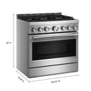 Cuisinière au gaz de style commercial à 6 brûleurs avec mode de friture à air sans préchauffage KitchenAid® de 36 po KFGS936SSS