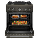 Cuisinière bicombustible de style commercial à 4 brûleurs avec mode de friture à air sans préchauffage KitchenAid® de 30 po KFDS930SBE