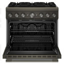 Cuisinière bicombustible de style commercial à 6 brûleurs avec mode de friture à air sans préchauffage KitchenAid® de 36 po KFDS936SBE