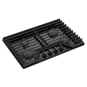 Whirlpool® Table de cuisson au gaz avec grilles en fonte à charnière EZ-2-Lift™, 30 po WCGK5030PB