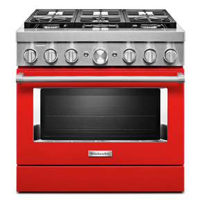 Cuisinière commerciale intelligente bicombustible KitchenAid®, 6 brûleurs, 36 po KFDC506JPA