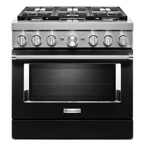 Cuisinière commerciale intelligente bicombustible KitchenAid®, 6 brûleurs, 36 po KFDC506JBK