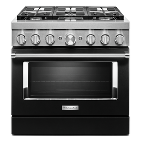 Cuisinière commerciale intelligente bicombustible KitchenAid®, 6 brûleurs, 36 po KFDC506JBK