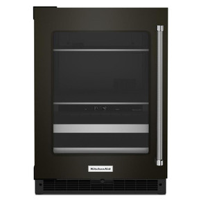 Kitchenaid® Centre de rafraîchissements avec porte en verre et porte-bouteilles à devant en métal et fini PrintShield™ - 24 po KUBL314KBS