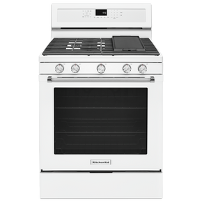 Cuisinière au gaz à convection avec 5 brûleurs - 30 po KitchenAid® KFGG500EWH