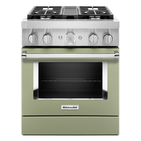 Cuisinière commerciale intelligente bicombustible avec 4 brûleurs - 30 po KitchenAid® KFDC500JAV