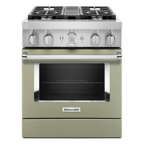Kitchenaid® Cuisinière commerciale intelligente bicombustible avec 4 brûleurs - 30 po KFDC500JAV