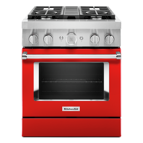 Cuisinière commerciale intelligente bicombustible avec 4 brûleurs - 30 po KitchenAid® KFDC500JPA