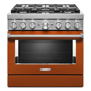 Cuisinière commerciale intelligente bicombustible KitchenAid®, 6 brûleurs, 36 po KFDC506JSC