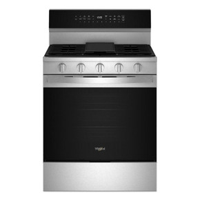Whirlpool® Cuisinière au gaz intelligente de 30 pouces avec technologie de cuisson à air, auto-nettoyage/netoyage à la vapeur, préchauffage rapide avec capacité de 5.3 pi cu WFGS7530RZ
