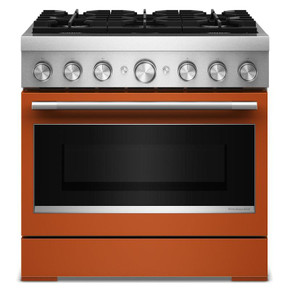 Kitchenaid® Cuisinière bicombustible de style commercial à 6 brûleurs avec mode de friture à air sans préchauffage de 36 po KFDS936SSC